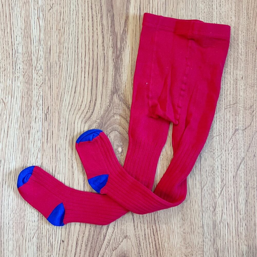 Mini Boden Red Ribbed Tights - Picture 2 of 6